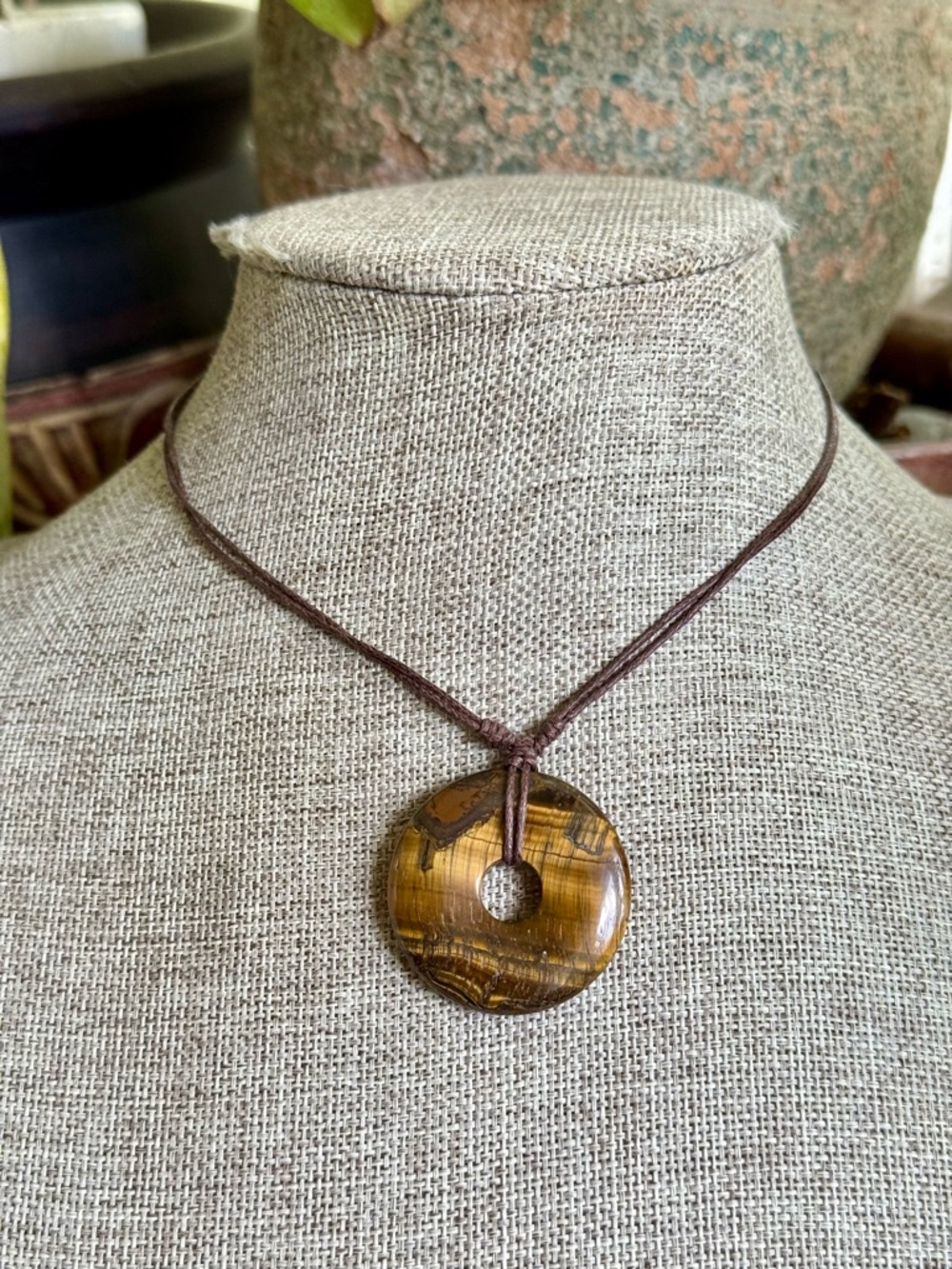 Boho Tiger’s Eye Crystal Donut Choker